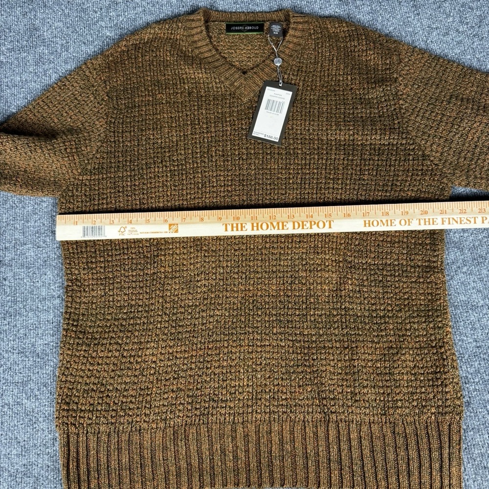 New Joseph Abboud Waffle-Knit Sweater V-Neck‎ Pumpkin Brown Men's Long Sleeve  M - Picture 3 of 6